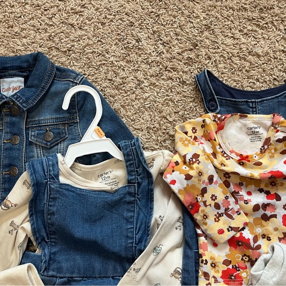 Denim Jacket and Dress Set with Floral Tops - Picture 2 of 2